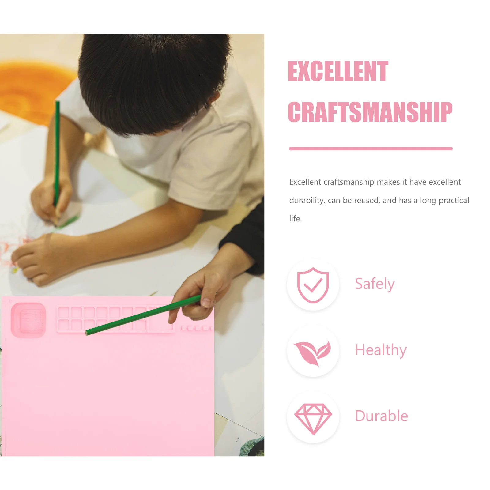 

Silicone Pigment Plate Painting Color Mixing Board Compact Lightweight Tray Reusable Durable Valet Blue Child DIY
