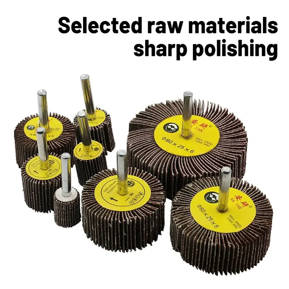 1Pcs 6mm Shank Grinding Wheel Abrasive 80 Grit Sanding Flap Wheel 16-80mm Grinding Accessories Sandpaper Polishing Disc