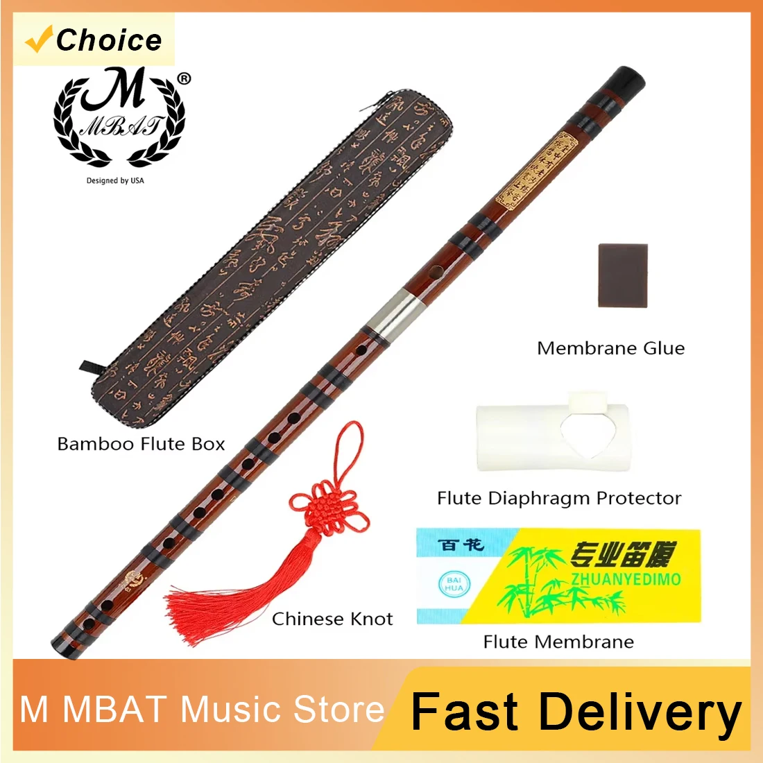 M MBAT Made from 8 Years of Air-Dried Bitter Bamboo High Quality Bamboo Flute Transverse Chinese Traditional Musical Instruments