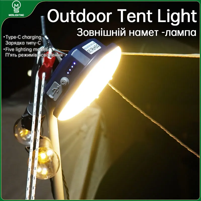 

MOSLIGHTING LED Outdoor Tent Light Portable Flashlight With Magnetic Attraction,and Bracket Emergency Night Light Battery Light