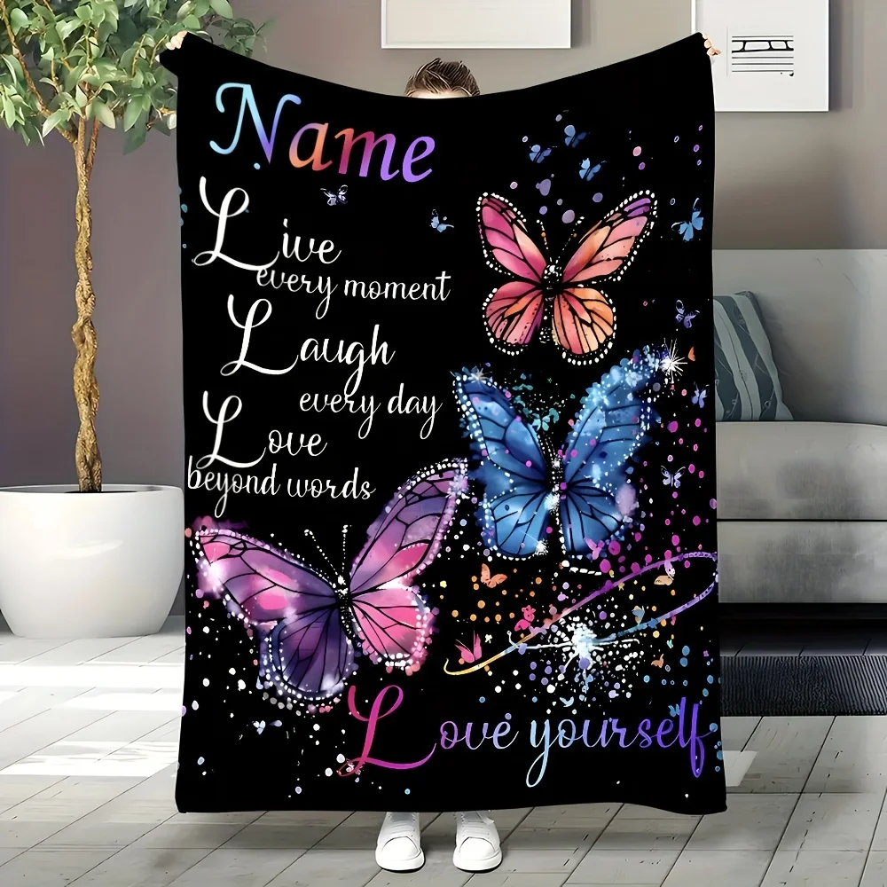 

Customized personalized butterfly-patterned blankets, comfortable and soft,suitable for picnics and trips, as a gift for friends