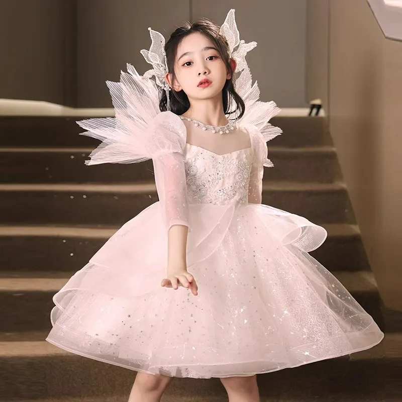 

3-12year old Kids Dress for Girls Wedding Sequins Girl Dress Princess summer Party Pageant Formal Gown For Teen Children Dress