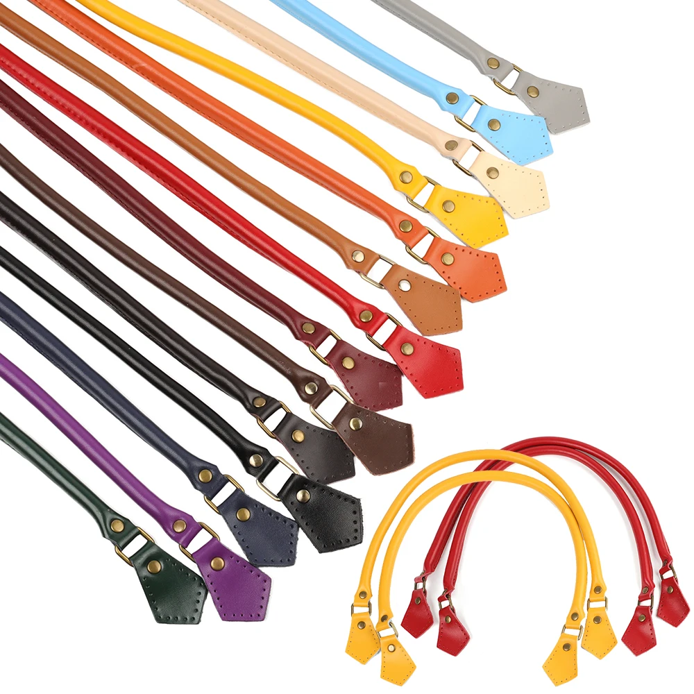 

2pcs 60cm Leather Bag Handles Strap Replacement Handbag Belt for Women DIY Crochet Purse Tote Bags Accessories Colorful