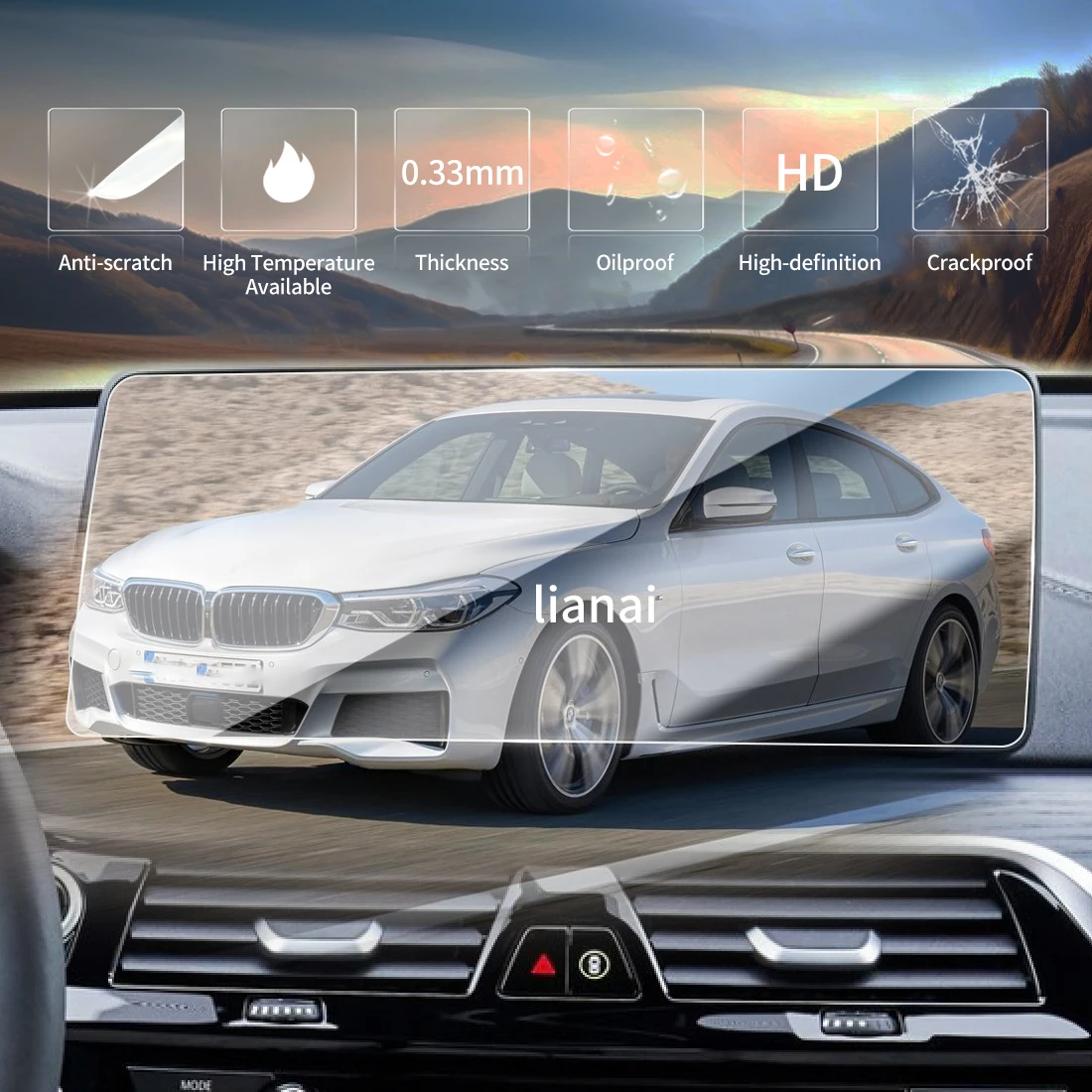 Screen Protector for BMW 26 6 Series GT HD Tempered Glass GPS Video Navigator Car Stickers Vehicle Scratch-resistant supplies