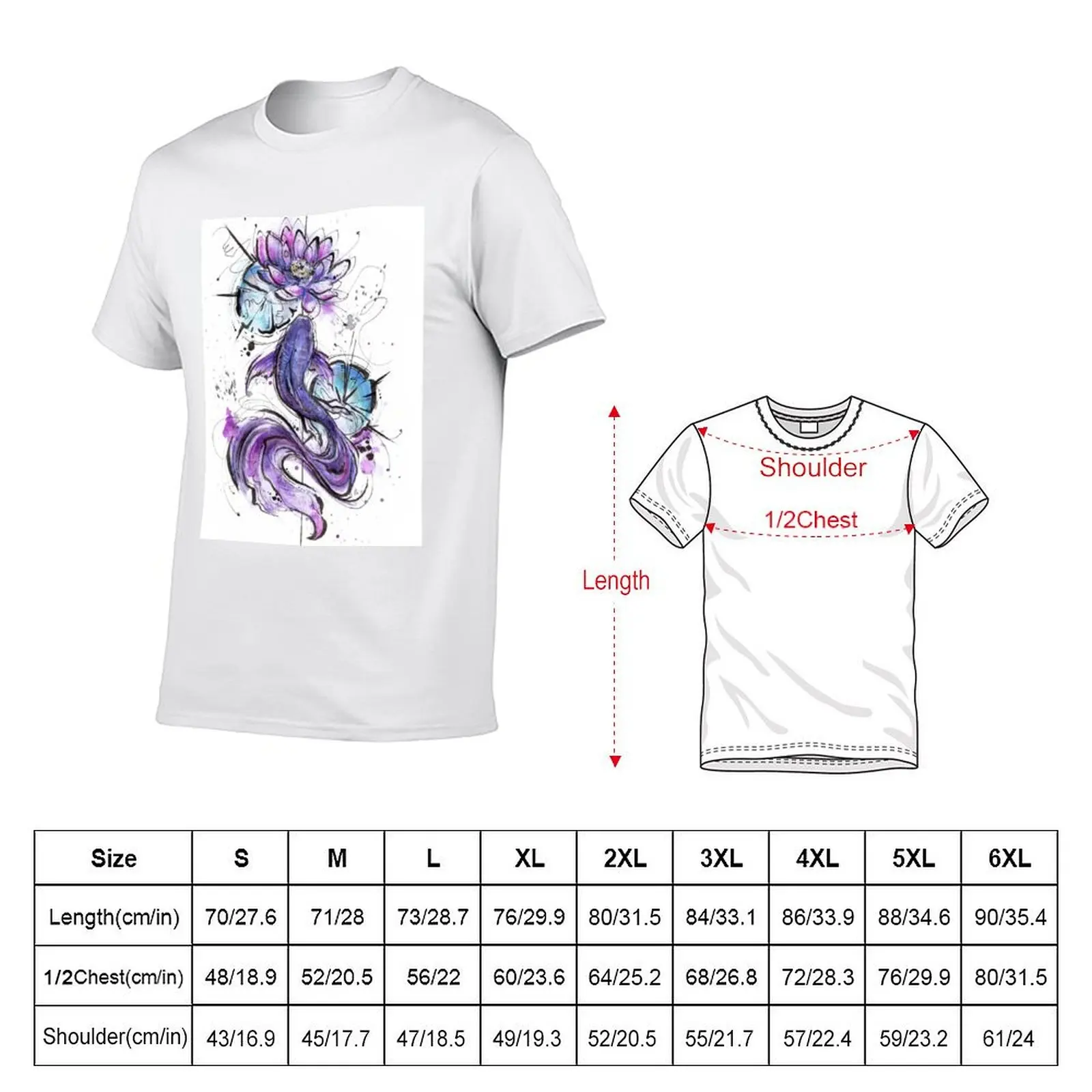 Clear Water- Purple Koi Fish and Lily Pads T-Shirt cotton graphic tees gifts for boyfriend shirts men