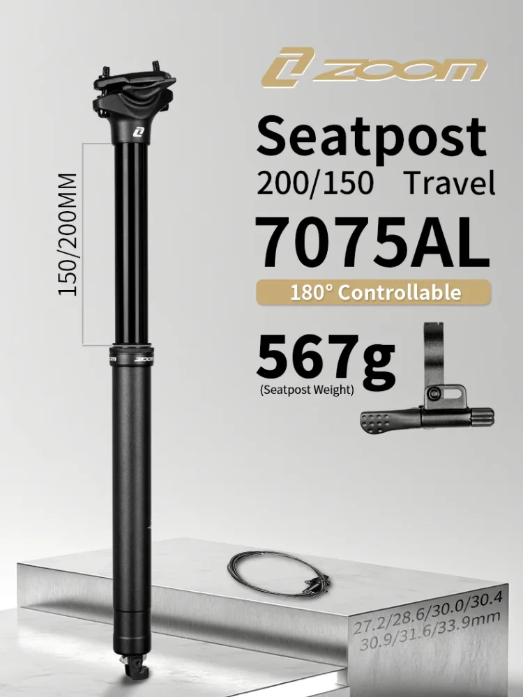 AliExpress Zoom MTB Dropper Seatpost 30.9/31.6 Internal Routing Seat Tubes 150/200mm Travel 180 Adjustable Controller Winter Cycling Accessories