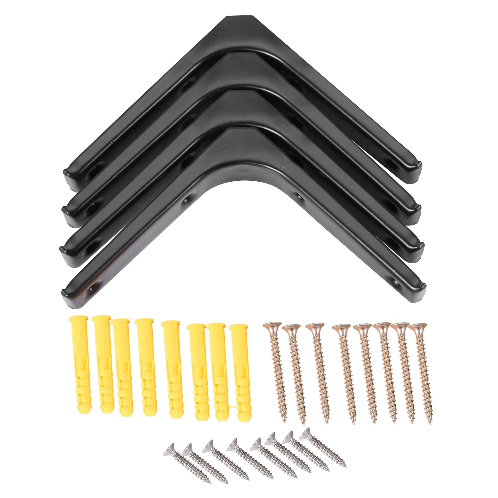 ABNG 4 قطع دعامة رف جدارية حديدية، دعامة دعم للرف شديدة التحمل، دعامة زاوية مشتركة للزينة، أسود