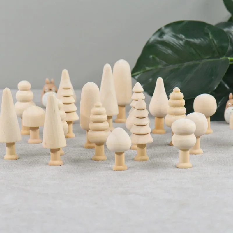 

Creative Wooden Embryo Home Children's Puzzle Graffiti Toys Easter Mushrooms and Small Trees Accessories Landscape Ornaments