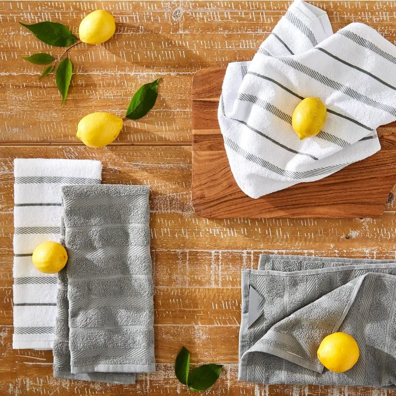 Kitchen Towel 4-Pack Set, Grey/White, 16