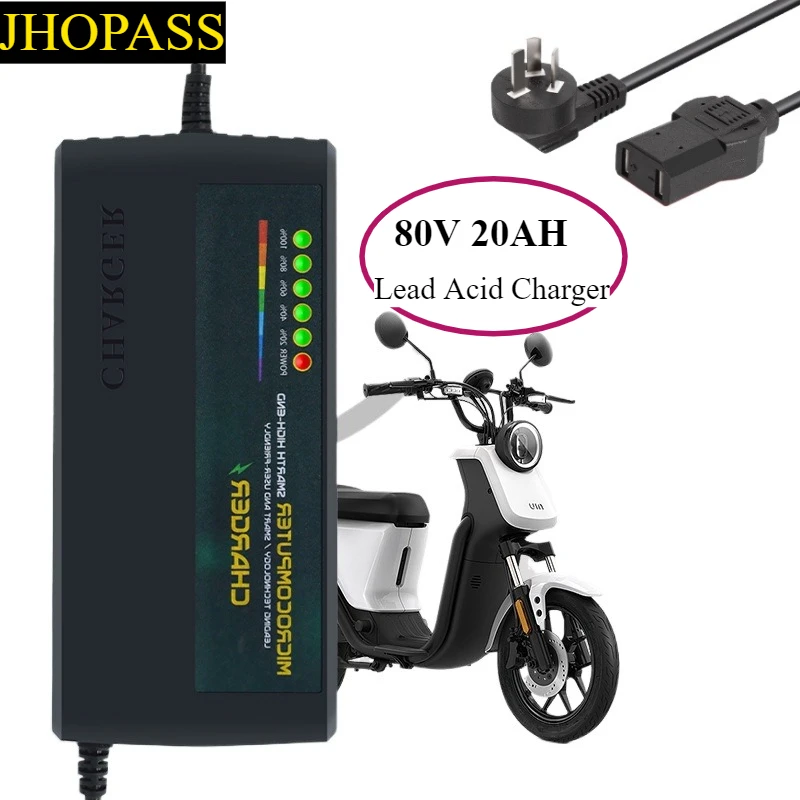

80V 20AH Smart HD LED Display GEL Dry Water Lead Acid Battery Charger for Motorcycle E-bike Scooter 110V-220V EU AU UK US Plug