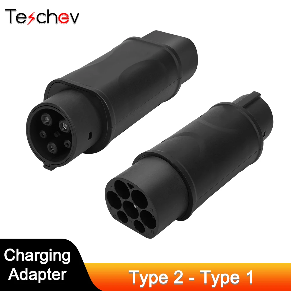 Type2 to Type1 EV Charger Adapter 32A Single Phase Compatible with Type 2 Charger for Electric Car with Type 1 Charging Socket