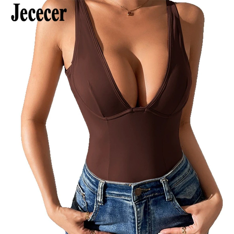 

Корректирующее боди Jececer с эффектом утяжки, формирующее талию, с глубоким V-образным вырезом, сексуальный топ без спинки для женщин