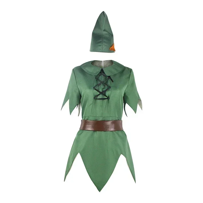 Fantasy Movie Peter Cosplay Jumpsuit Pan Costume Movie Peter Pan Green Elf Cloth Set Hat Uniform Halloween Carnival Costume