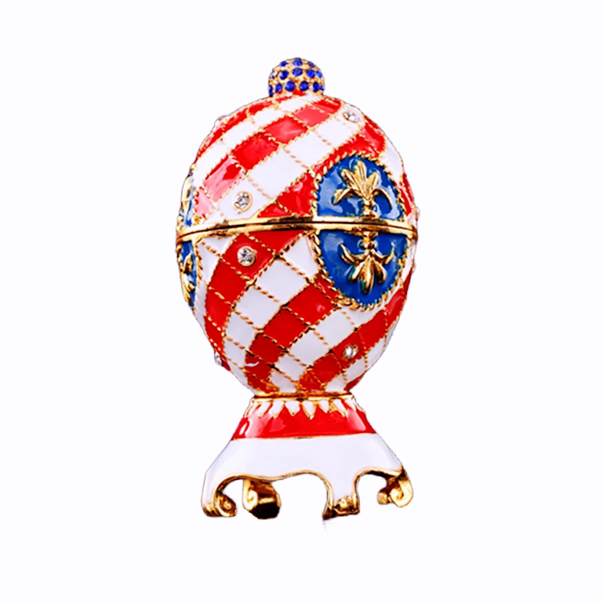 QIFU Beautiful Colorful Faberge Egg Metal Trinket Box Home Decoration