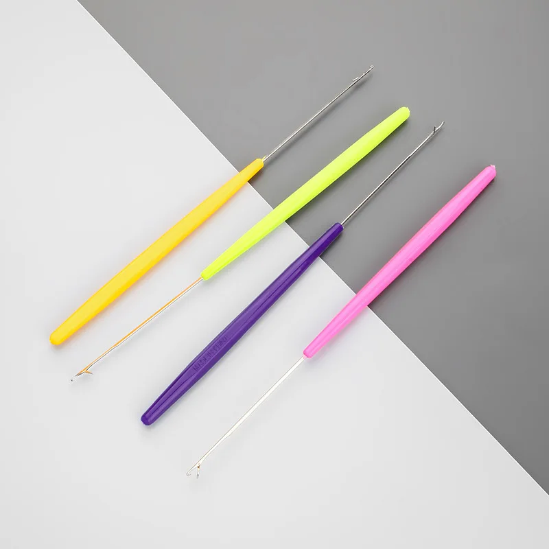 4Pcs Crochet Hook With Tongue Knitting Sewing Tools Repair Sweater Beading Accessories Sewing Needle Plastic Shank Crochet Hooks