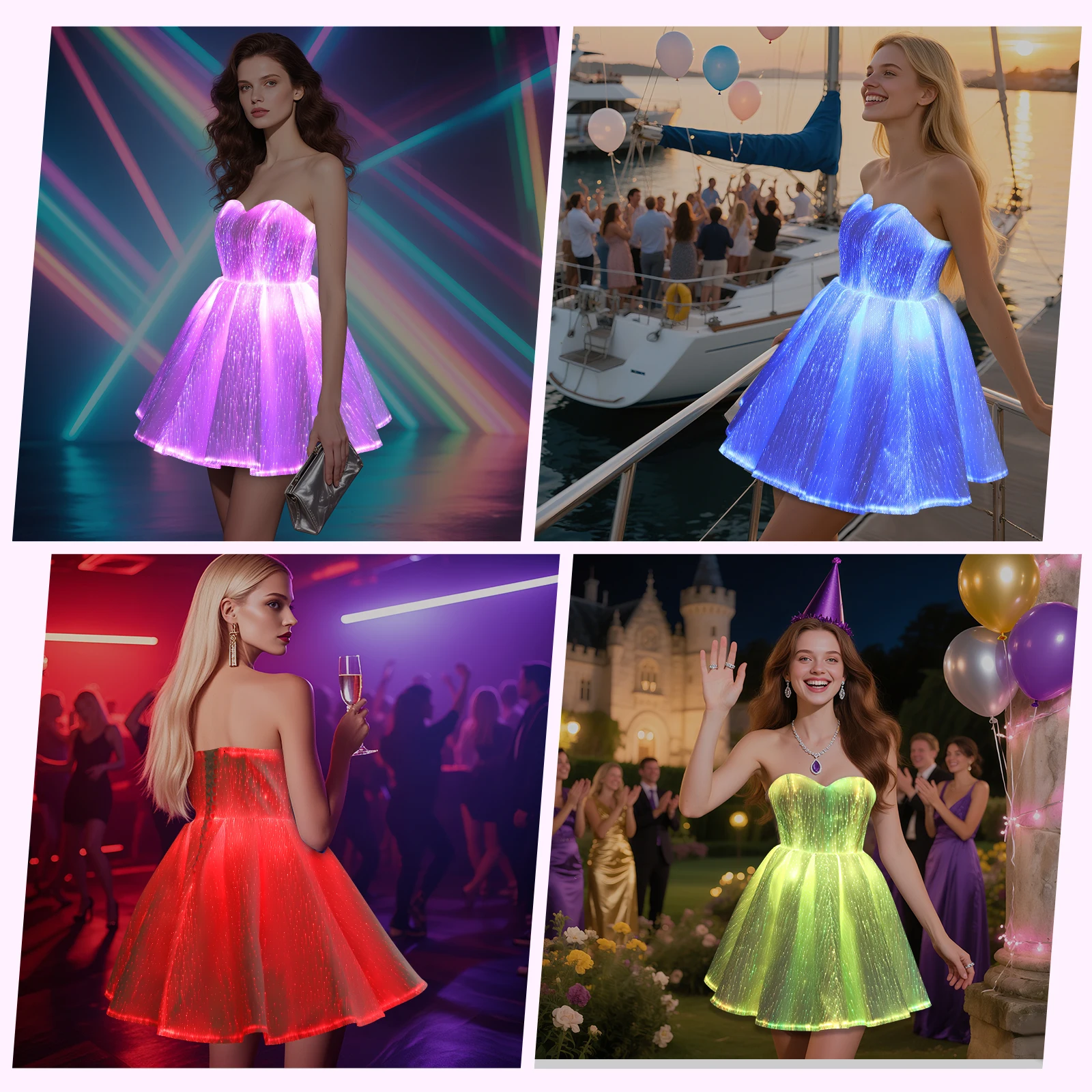 LumisonMiLight-Robe de soirée en fibre optique, robes sexy, contrôle d'application pour la fête