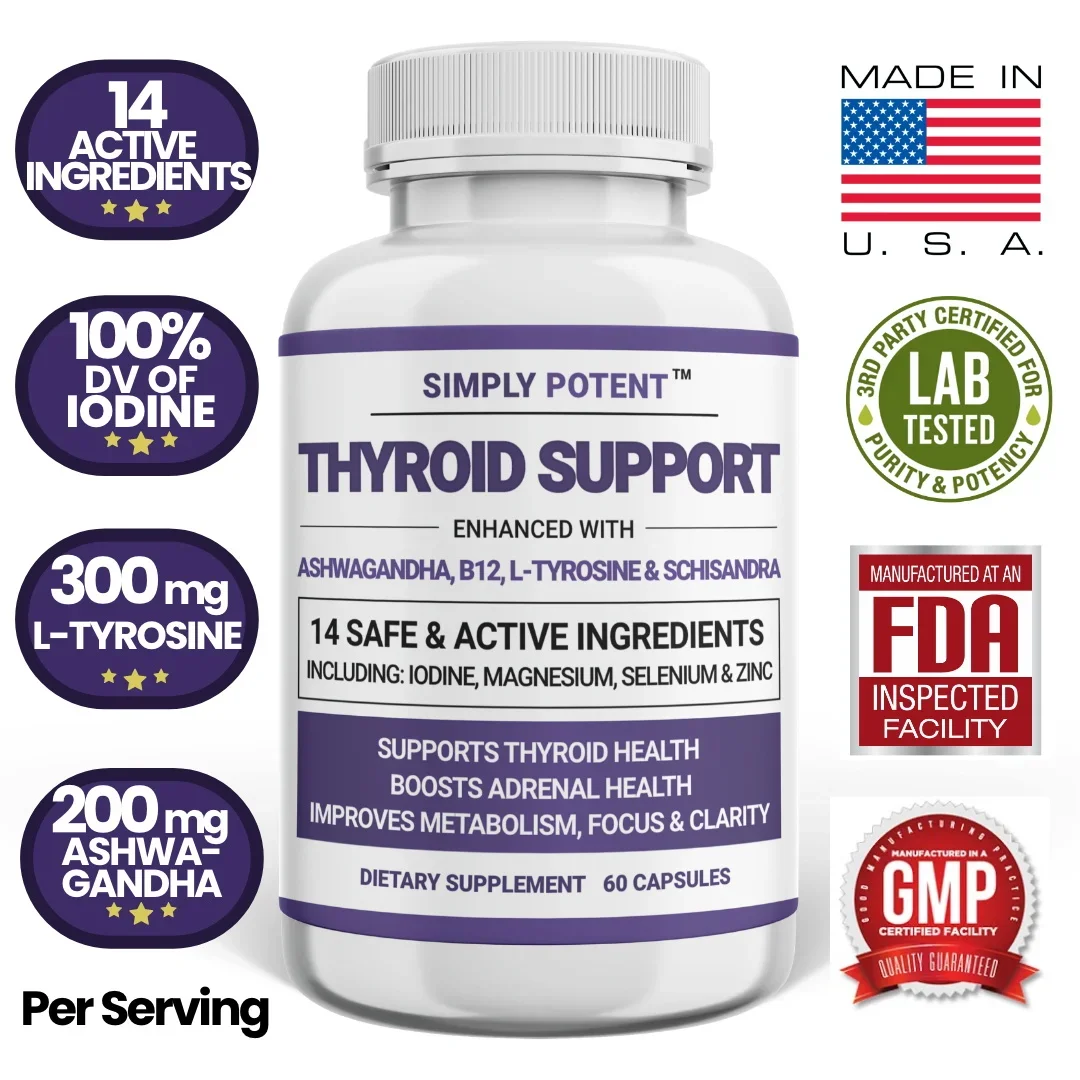 Thyroid Support and Adrenal Support Supplements for Energy, Metabolism, Weight Loss, Cortisol Balance, Stress and Fatigue Relief