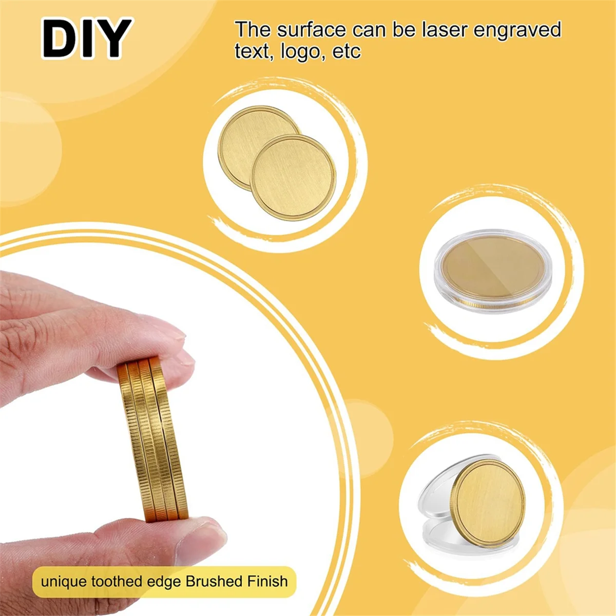 High-end 10PCS Laser Engraving Blanks Brass Coin Blanks Metal Engraving Blank Coins 40mm with Acrylic Protection Box