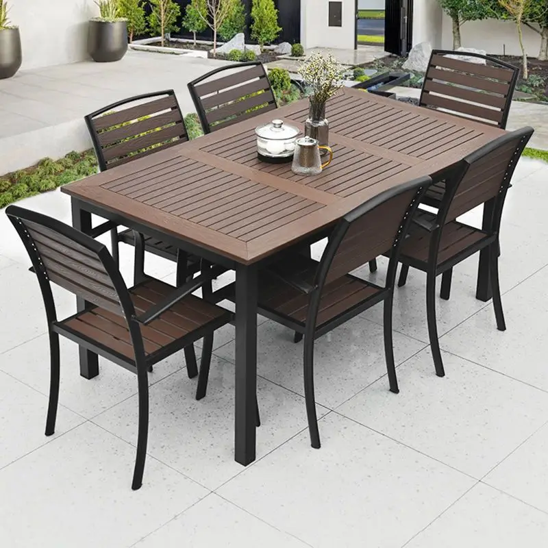 

Outdoor table and chair plastic wood combination outdoor balcony diningtable garden open-air teatable leisure villa courtyard