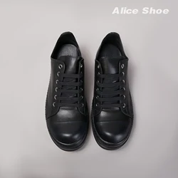 Outdoor Designer Men Shoe Leather Women Sneaker Low Top Quality Black Lace-up Shoe Luxury Thick-sole Dress Casual Flat Shoe