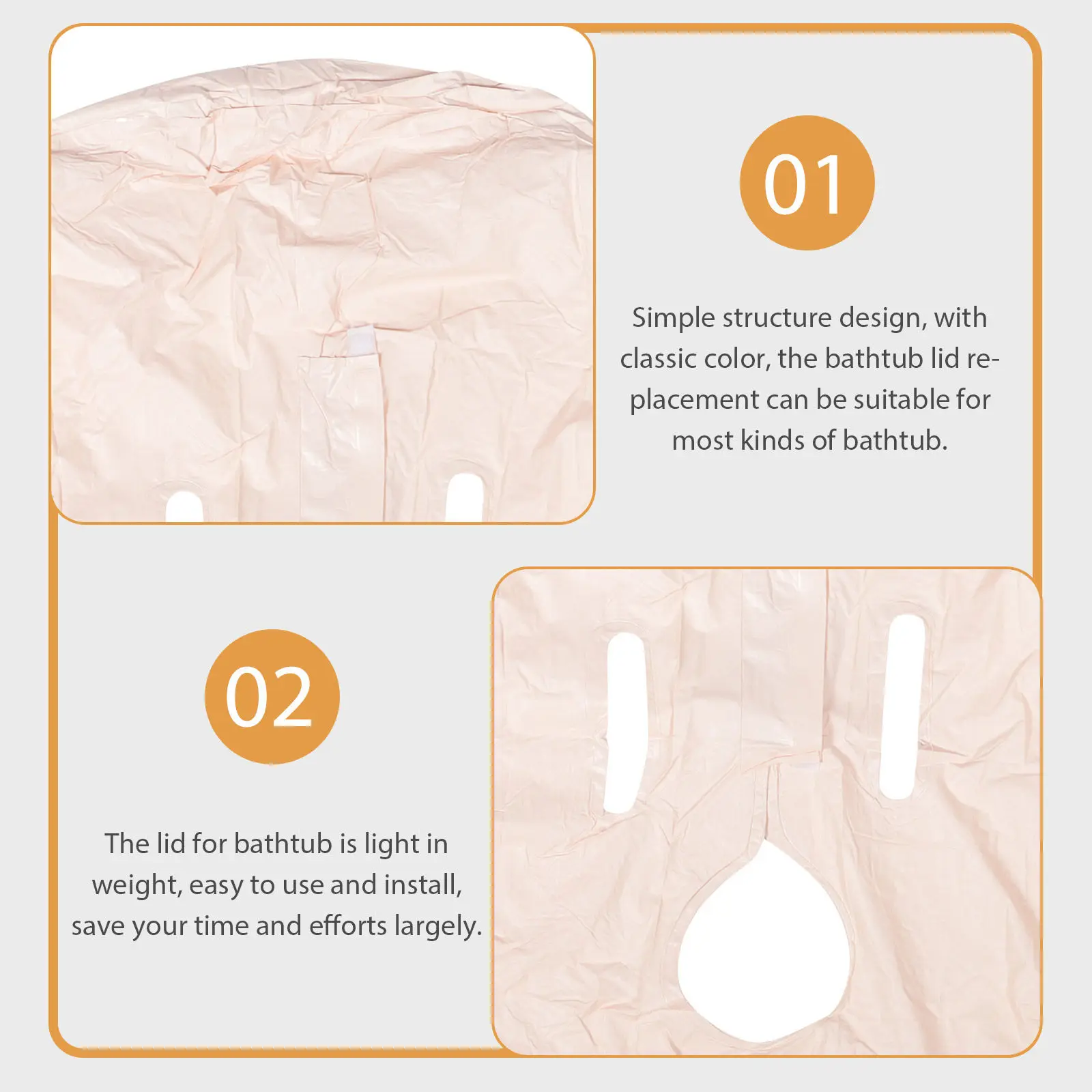 Portable Folding Bathtub Lid Insulated PVC Material Lightweight Easy Carry Store for Soaking Tub Replacement Thermal Bath Cover