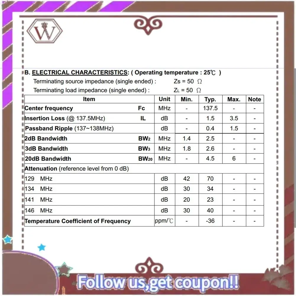 ABBG-137Mhz SAW BPF مرشح تمرير الموجة مرشح تمرير النطاق