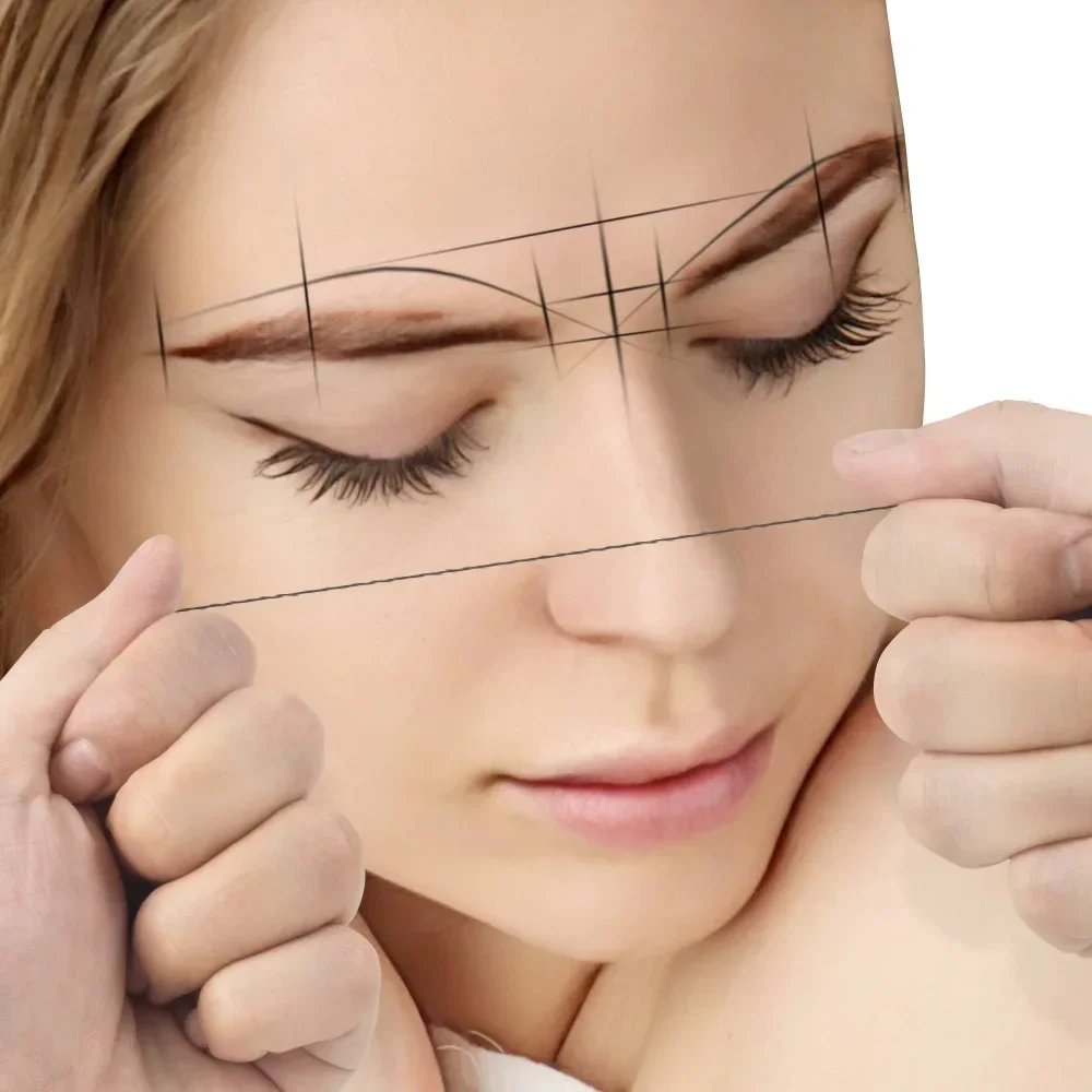 2pcs Microblading Eyebow Make Up Dyeing Thread Permanent Positioning Line Eyebrow Measuring Tools Eyebrow Threading 30m Strings