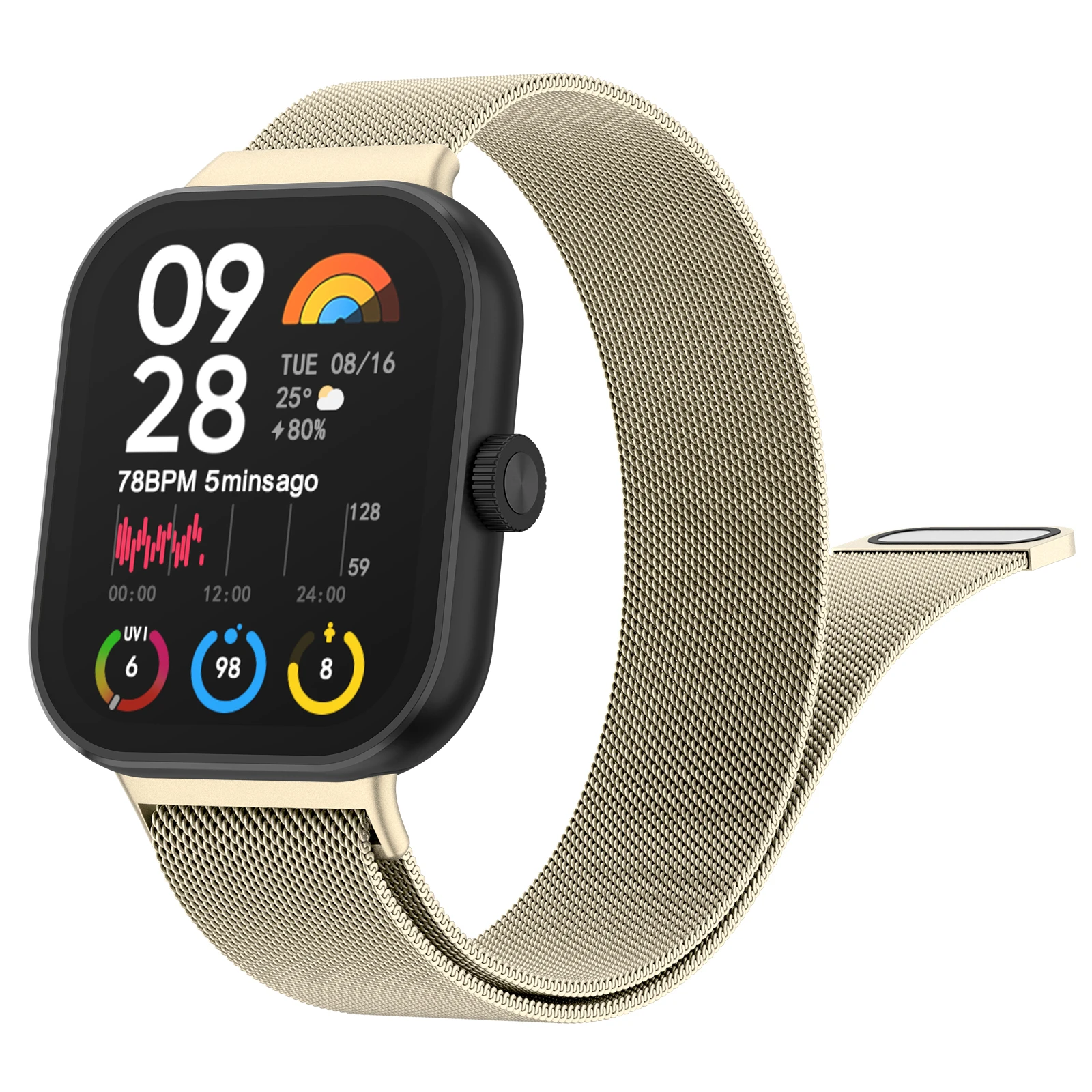 Pulseira de aço inoxidável para redmi watch 4, pulseira magnética com laço milanês para xiaomi band 8 pro, acessórios de pulseira