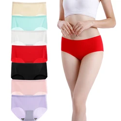 Ice Silk Seamless M-XXL Size Plus Color Underwear One Piece Panties Breathable Mid Rise Sexy Panty For Women Comfort Underpants