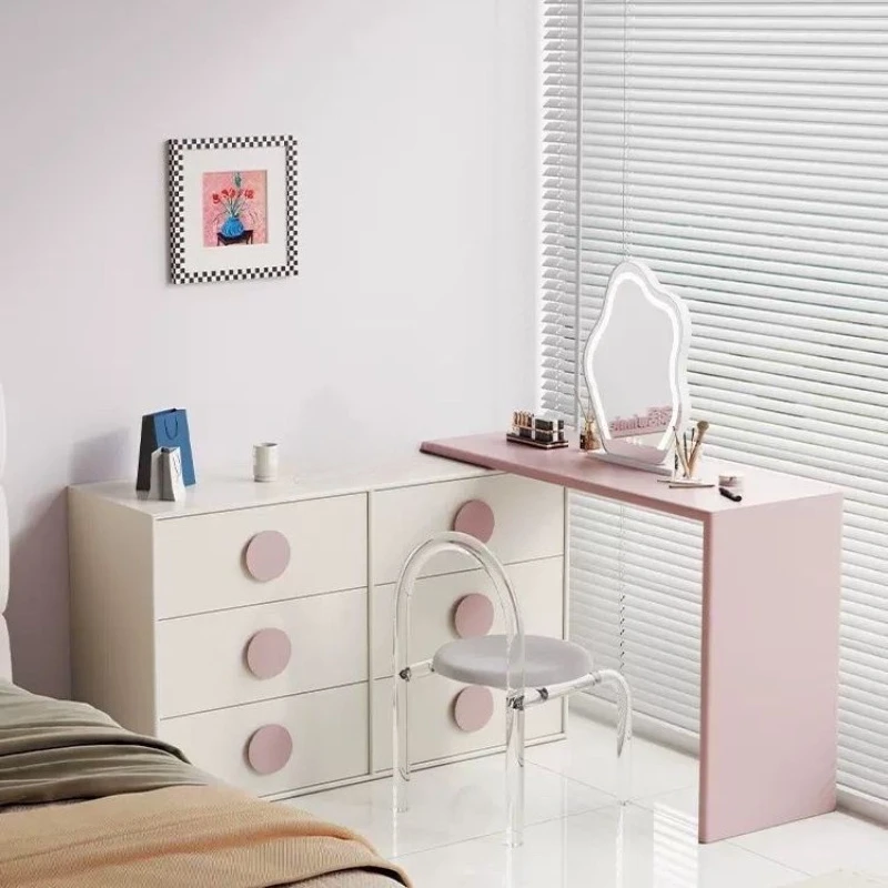

Cream style dresser, bedroom, simple, modern and high-end at the end of the bed, Nordic solid wood chest storage integrated