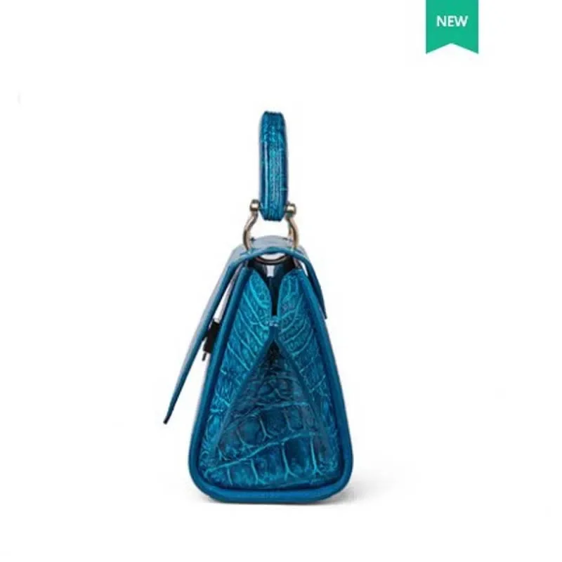 gete new alady bag leather blue one-shoulder bag crocodile leather fashion wing bag woman handbag