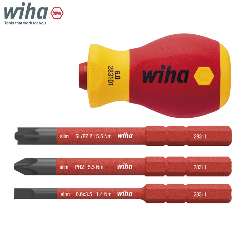 Wiha 41230 Insulated Screwdriver With Bit Holder Set SlimVario Electric 4Piece