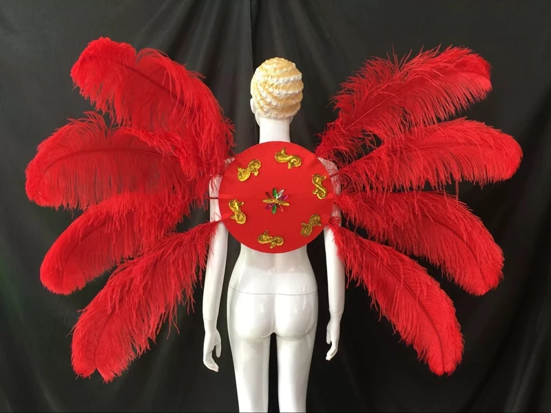 Samba disfraz de carnaval, bailarina brasileña, plumas, flor, Backboard, pluma, disfraces de baile, apertura, Show, placa trasera, Disfraces de carnaval, Atrezzo para fiestas