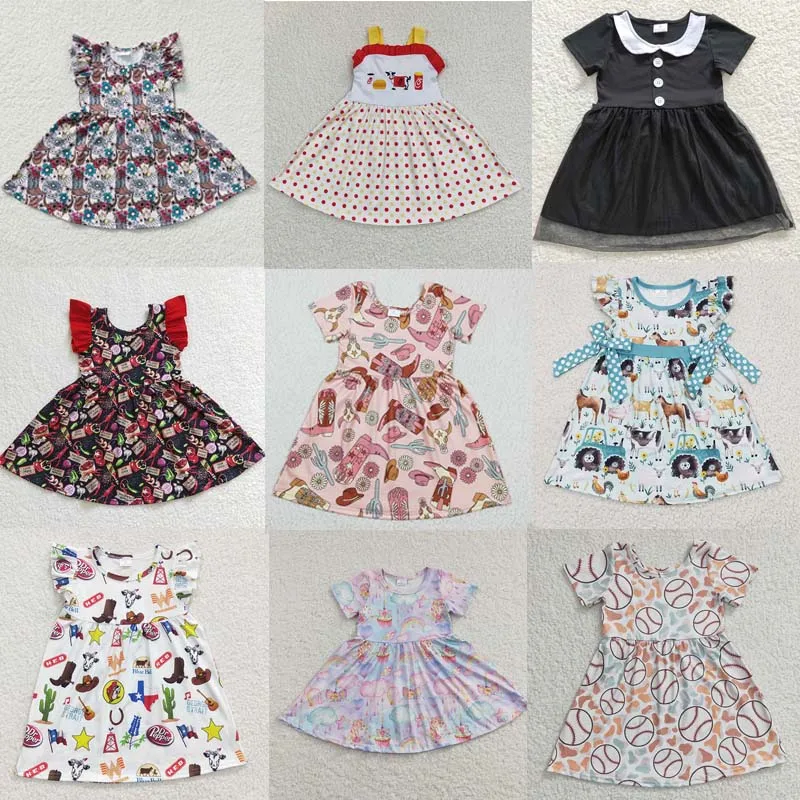 

Wholesale Boutique Western Toddler Clothes Baby Girl Dress Short Sleeves Children Infant New Arrive Clothing