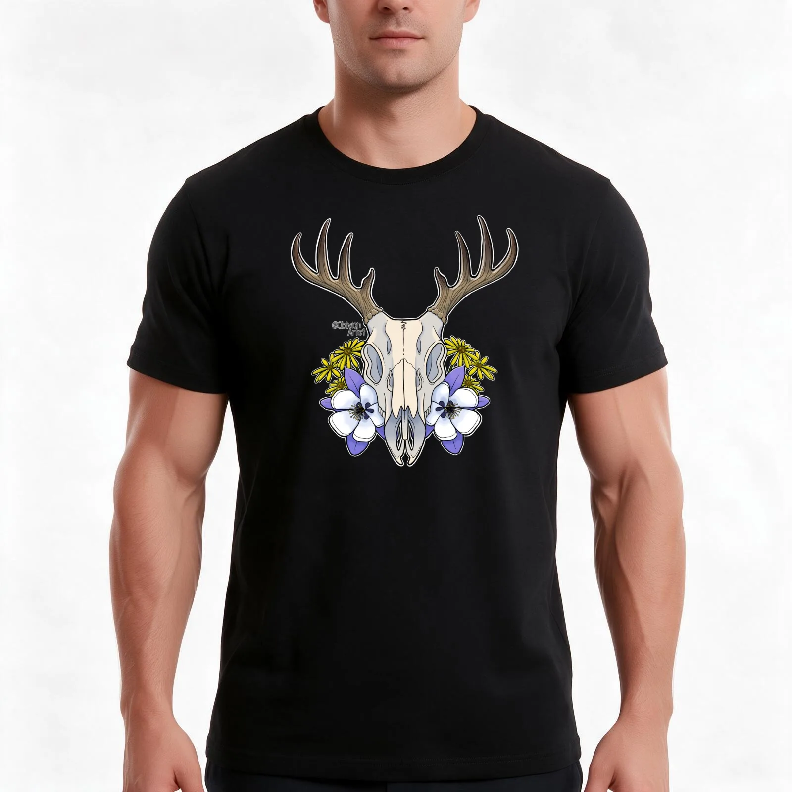 Deer Amid the Wildflowers T-Shirt, Summer Casual Cotton Tee, Oversized Streetwear Tops, Vintage Graphic Print, Unisex Men Women