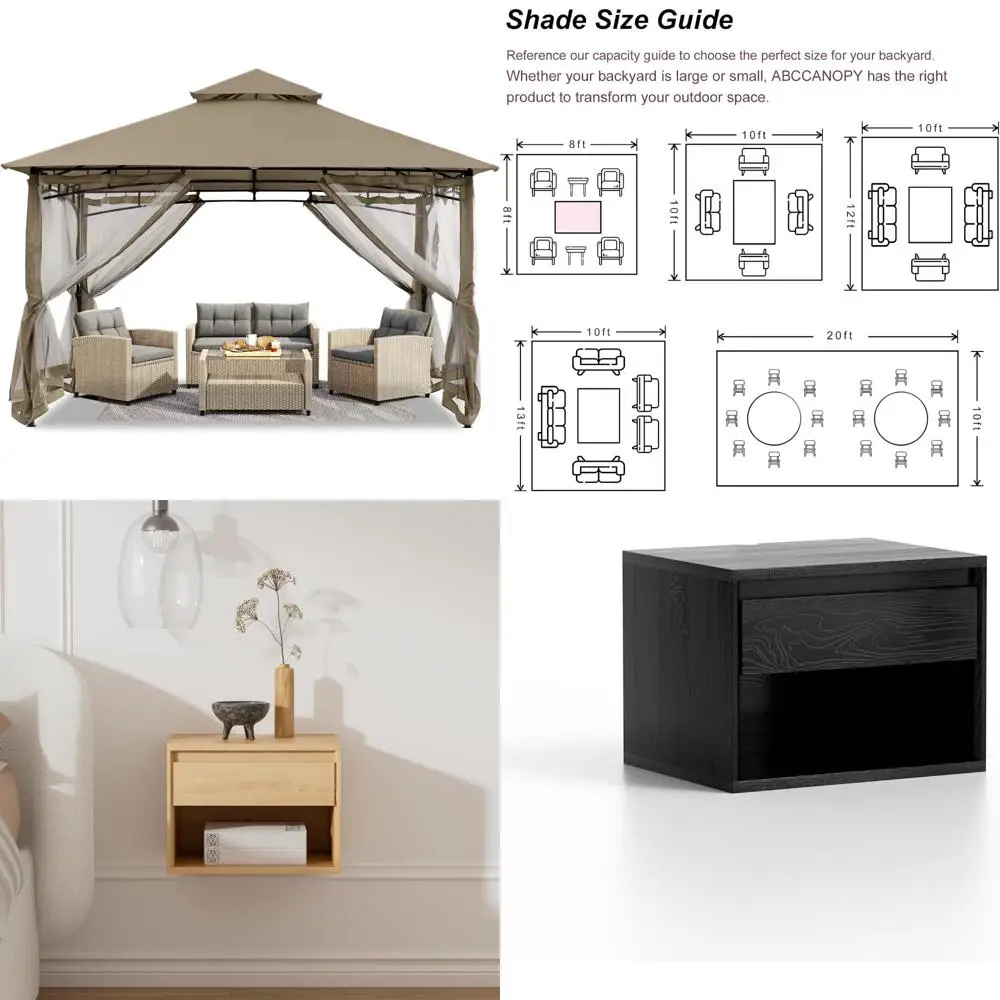 

Outdoor Steel Gazebo 8x8 for Patios with Mosquito Netting - Backyard Garden Deck Lawn Shelter