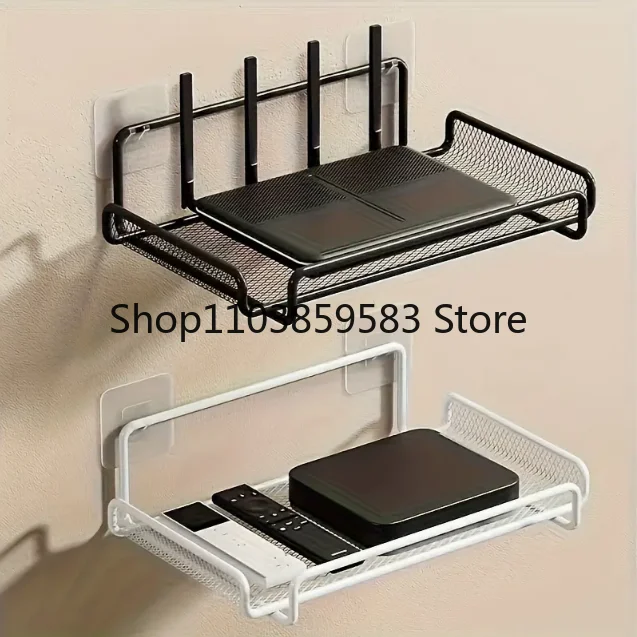 1PC Wall Mounted Punch Free Self Adhesive Iron Home Storage Rack Router Placement Rack TV Set Top Box Home Storage Rack
