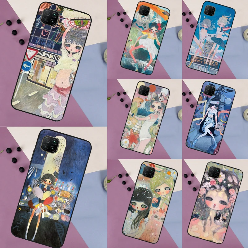 Cartoon Aesthetic Aya Takano For Huawei Nova Y90 Y91 Y61 Y60 Y70 5T 9 10 SE 3i 8i 11i P Smart P20 P40 Lite P30 Pro Case