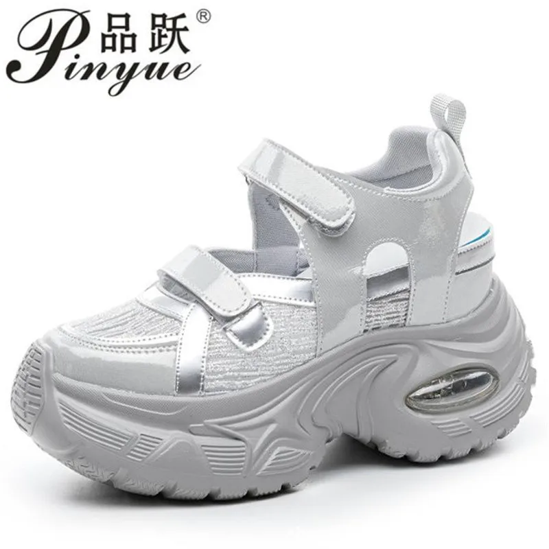 

Женские сандалии из натуральной кожи 12 см, новые модные сетчатые дышащие летние женские сандалии, женская повседневная уличная обувь 34-39