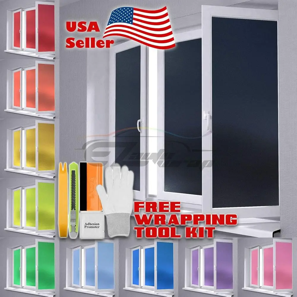 4 Foot by 25 Foot Yellow Frosted Glass Window Film for Privacy - Peel and Stick, Waterproof, with Free Tool Kit