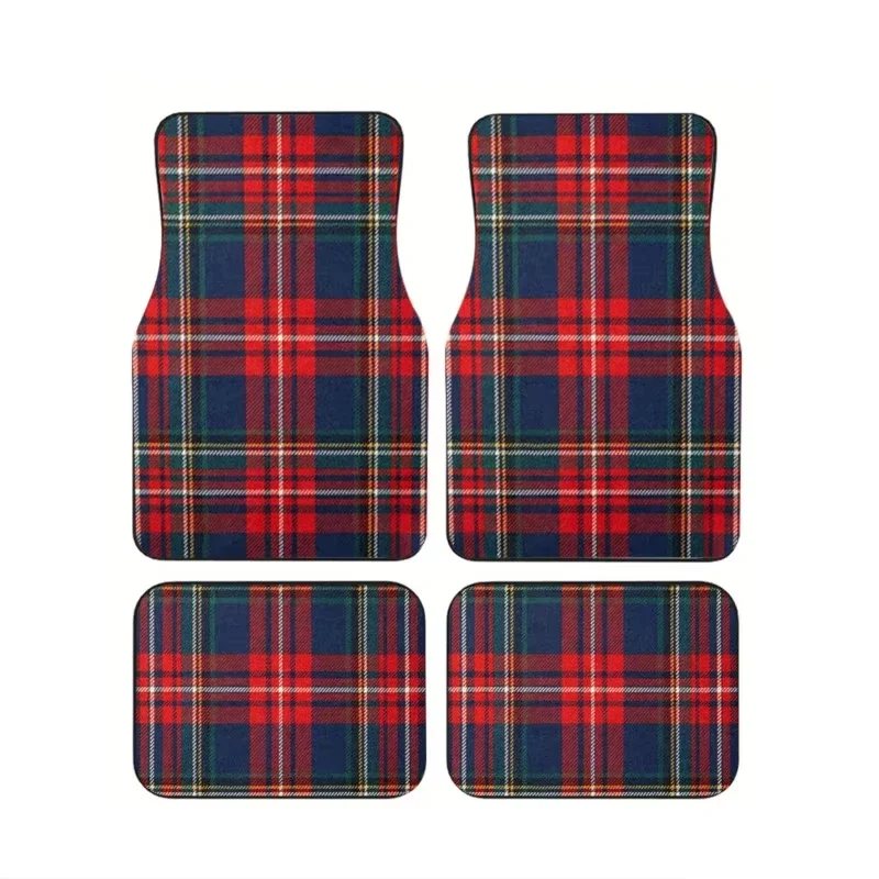 4-teiliger GTI Tartan Autofußmatten-Satz aus Polyesterfaser für die meisten Modelle, rutschfest, schmutzabweisend, langlebig, Vorder- und Hintermatten-Set, Auto-Zubehör – Detail 14