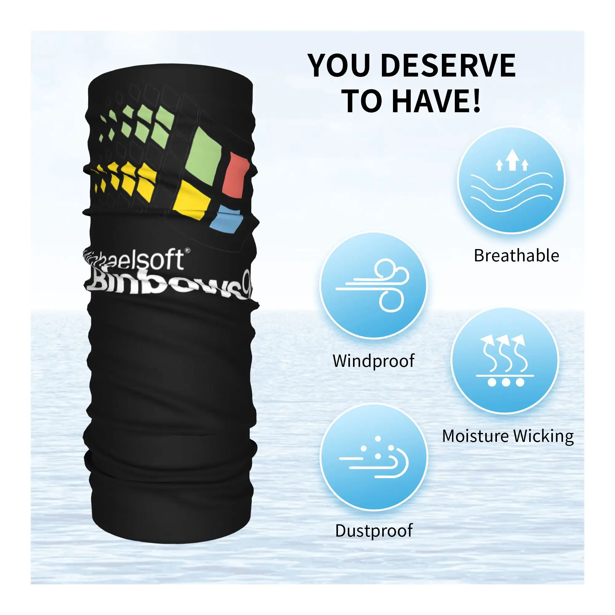 Windows 95 Geeks Nerd Mesh Bandana Copricollo Stampato Wrap Mask Sciarpa Passamontagna multifunzione Escursionismo Pesca Unisex Adulto