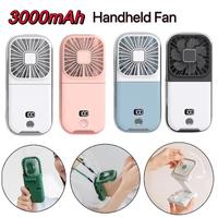 Mini Portable Outdoor Hand Fan Hanging Neck Fan USB Charging 3000mAh Battery Powered 180° Folding Wireless Table Air Cooling Fan