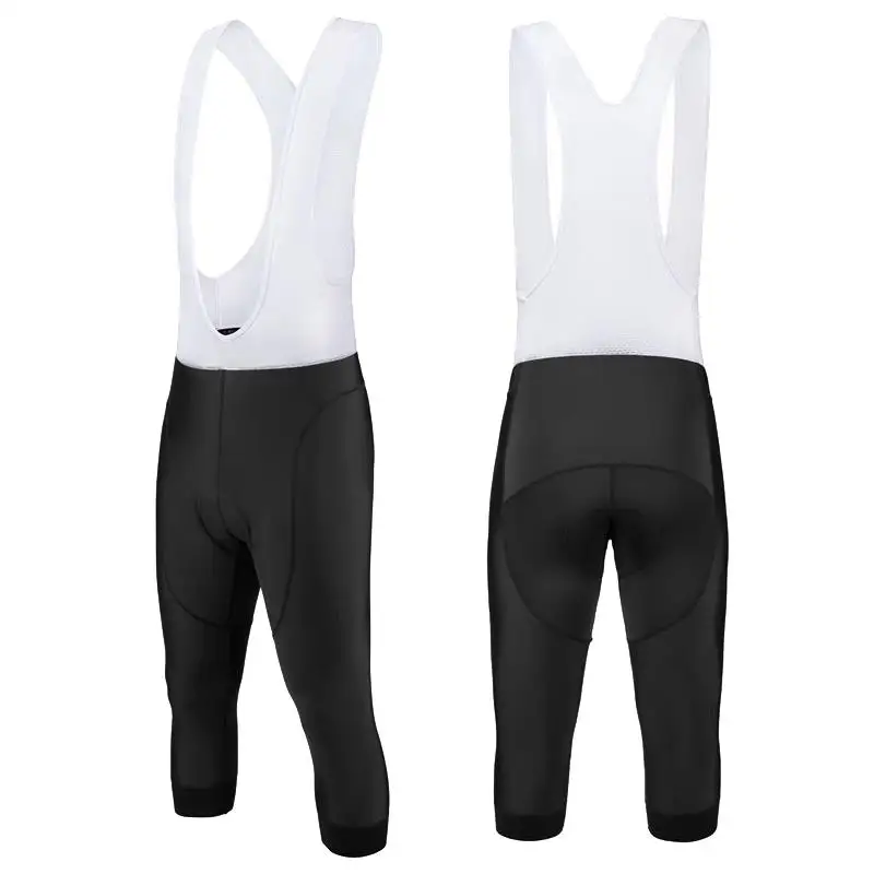 Pantaloncini con bretelle da ciclismo estivi completamente neri Pantaloni da ciclismo da bicicletta MTB traspiranti Pantaloncini da bici da 3/4