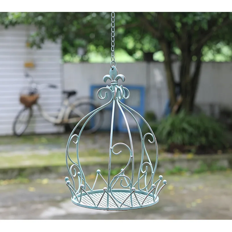 Cross-border wrought iron hanging basket crown shape flower pot balcony courtyard decoration outdoor hanging basket plant