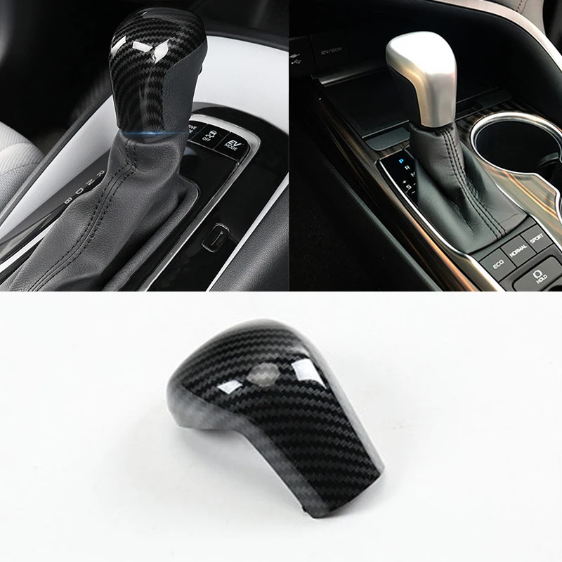 Carbon Fiber Car Interior Gear Shift Knob Head Cover Trim 1Pcs For Corolla 2019 2020 2021 2022/Camry 70 2018 2019 2020