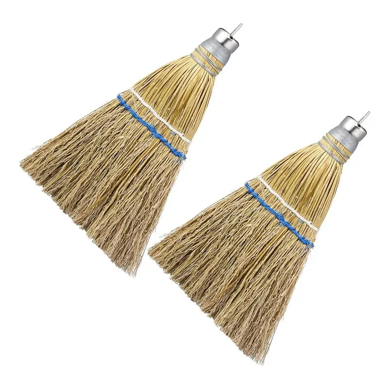 

ABGH-Handmade Broom Mini Whisk 12 Inch- 2Pcs Set Featuring Solid Metal Hang Design For Outdoor Car Porch Debris Dust Dirt Drivew