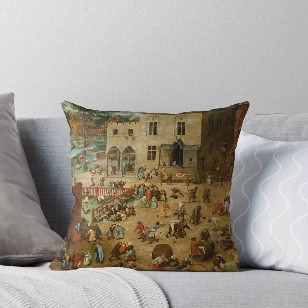 

Children's Games - Pieter Bruegel the Elder - 1559 Throw Pillow Decorative Cushions pillows decor home Cushions pillow