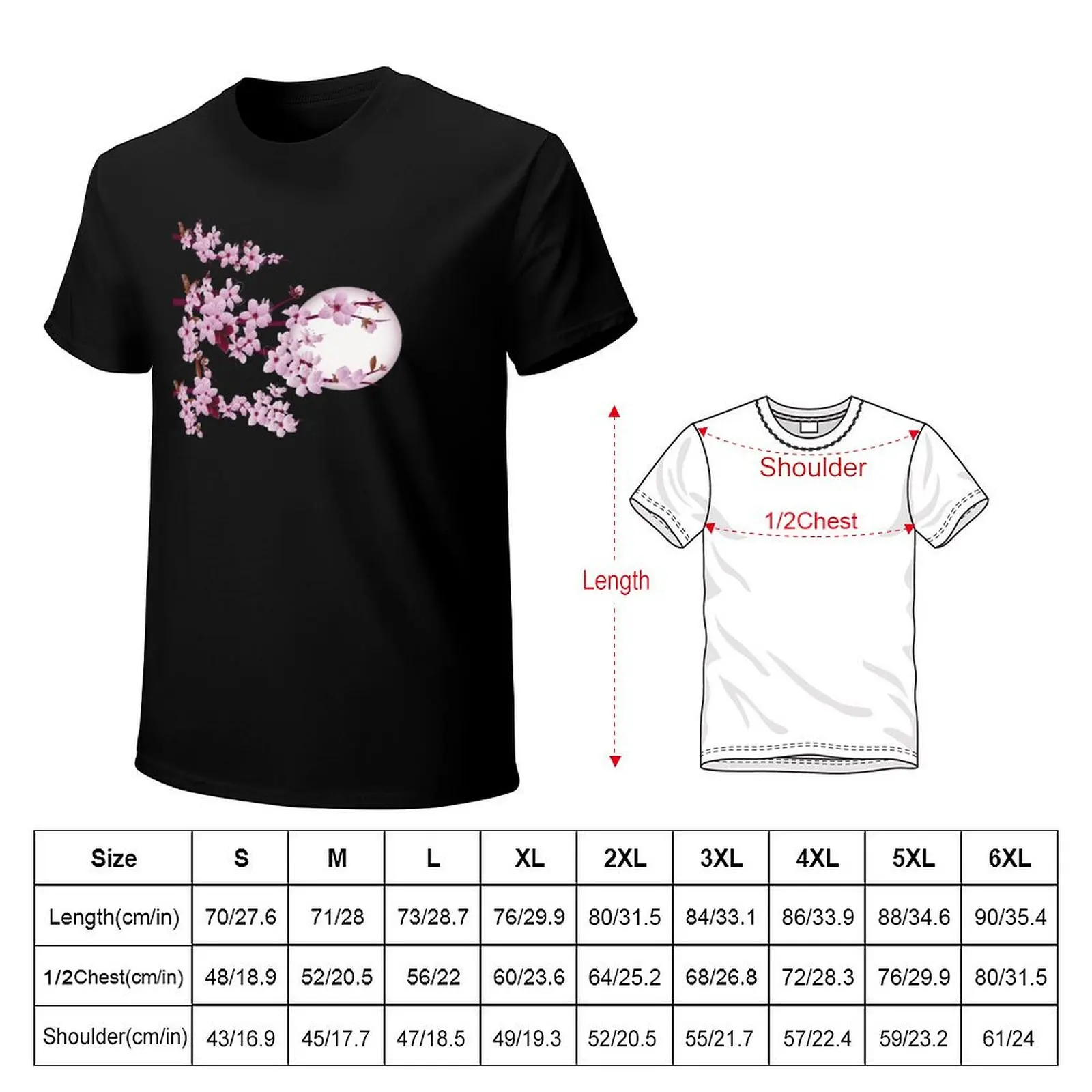 A beautiful and charming cherry blossom tree in the moonlight. T-Shirt Soft Touch Basic Cotton T-Shirt
