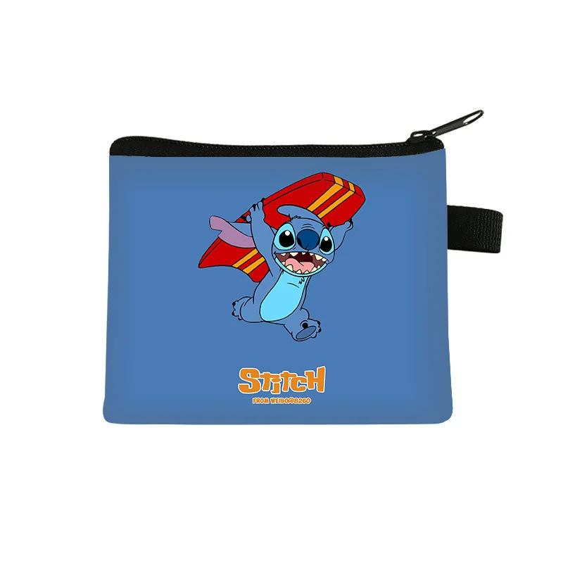 Disney Stitch-cartera Kawaii de Lilo & Stitch para niños, monedero de dibujos animados, portatarjetas de identificación, bolsa de almacenamiento para llaves, regalos para niños